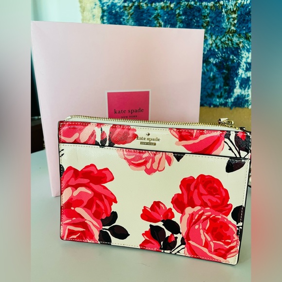 Kate Spade pink red roses rose crossbody Barbie bag purse leather NEW & UNWORN - Picture 1 of 4